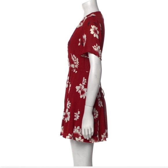 Reformation Red Wrap Print Dress - Picture 3 of 5
